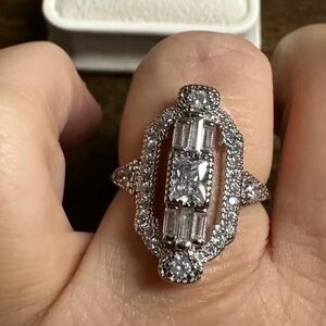 Victorian Elongated North South Ring Diamond Vintage look
